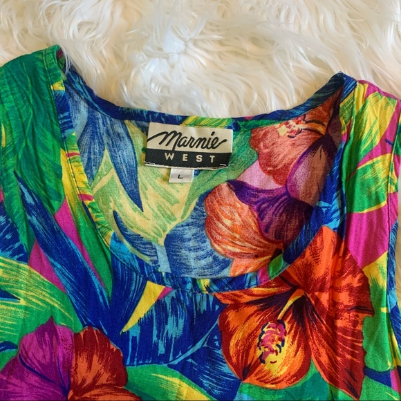 VTG Colorful Tropical Print Sleeveless Top - Picture 8 of 10